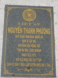 Nhắn tìm thân nhân liệt sỹ Nguyễn Thanh Phương