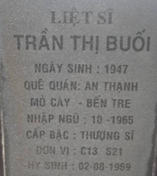Tìm thân nhân liệt sĩ Trần Thị Buối