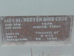 Nhắn tìm thân nhân liệt sỹ  Nguyễn Đình Chúc