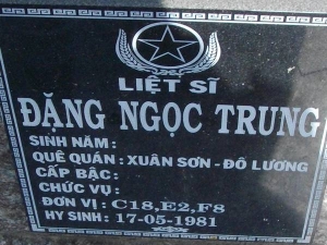 Nhắn tìm thân nhân liệt sỹ Đặng Ngọc Trung