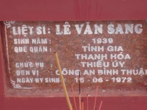 Nhắn tìm thân nhân liệt sỹ  Lê Văn Sang