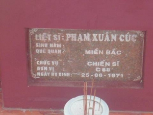 Nhắn tìm thân nhân liệt sỹ Phạm Xuân Cúc