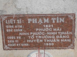 Nhắn tìm thân nhân liệt sỹ Phạm Tín