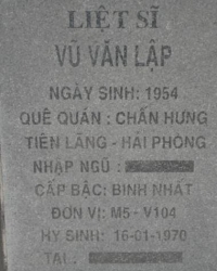 Tìm thân nhân liệt sĩ Vũ Văn Lập