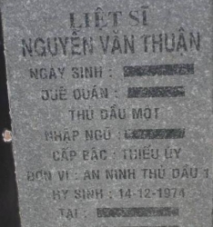 Tìm thân nhân liệt sĩ Nguyễn Văn Thuận