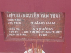 Nhắn tìm thân nhân liệt sỹ  Nguyễn Văn Thái