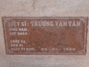 Nhắn tìm thân nhân liệt sĩ Trương Văn Tám