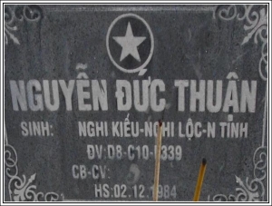 Nhắn tim thân nhân liệt sỹ Nguyễn Đức Thuận