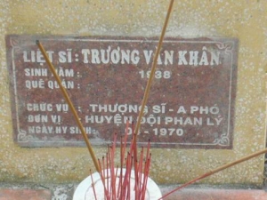 Nhắn tìm thân nhân liệt sĩ Trương Văn Khân