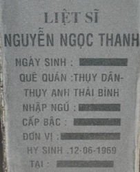 Tìm thân nhân liệt sĩ Nguyễn Ngọc Thanh