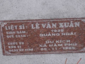 Nhắn tìm thân nhân liệt sỹ Lê Văn Xuân