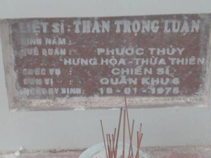 Nhắn tìm thân nhân liệt sỹ  Thân Trọng Luận