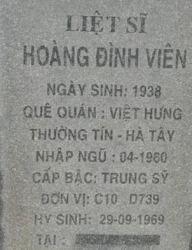 Tìm thân nhân liệt sĩ Hoàng Đình Viên