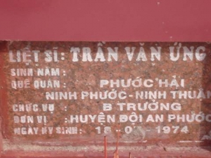 Nhắn tìm thân nhân liệt sỹ Trần Văn Ứng