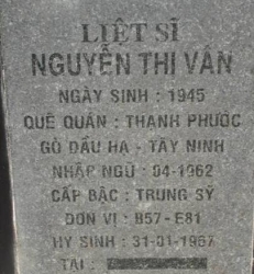 Tìm thân nhân liệt sĩ Nguyễn Thị Vân