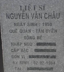Tìm thân nhân liệt sĩ Nguyễn Văn Châu