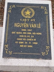 Nhắn tìm thân nhân liệt sỹ  Nguyễn Văn  Lê