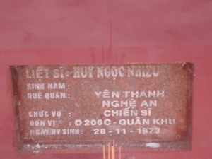 Nhắn tìm thân nhân liệt sỹ  Huy Ngọc Nhiêu