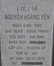 Tìm thân nhân liệt sĩ Nguyễn Hoàng Yến