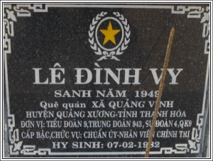 Nhắn tin tìm thân nhân liệt sĩ Lê Đình Vy