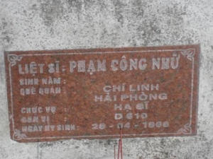 Nhắn tìm thân nhân liệt sỹ Phạm Công Nhữ