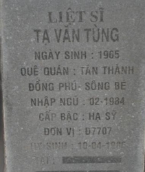 Tìm thân nhân liệt sĩ Tạ Văn Tùng