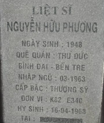 Tìm thân nhân liệt sĩ Nguyễn Hữu Phương
