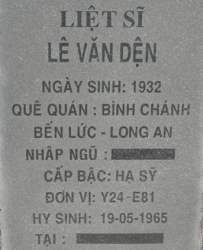 Tìm thân nhân liệt sĩ Lê Văn Dện