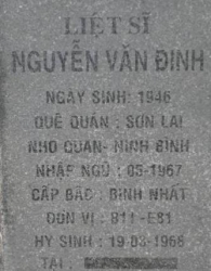 Tìm thân nhân liệt sĩ Nguyễn Văn Đinh