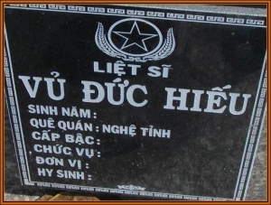 Nhắn tìm thân nhân liệt sỹ  Vũ Đức Hiếu