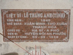 Nhắn tìm thân nhân liệt sỹ  Lê Trung Anh (Tính)