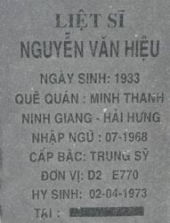Tìm thân nhân liệt sĩ Nguyễn Văn Hiệu