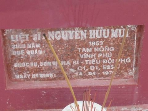 Nhắn tìm thân nhân liệt sỹ  Nguyễn Hữu Mùi