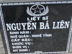 Nhắn tìm thân nhân liệt sỹ  Nguyễn Bá Liên