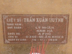Nhắn tìm thân nhân liệt sỹ Trần Xuân Huỳnh
