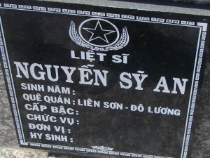 Nhắn tìm thân nhân liệt sỹ Nguyễn Sỹ An