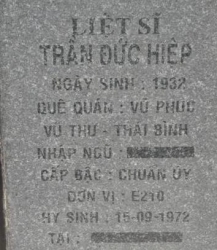 Tìm thân nhân liệt sĩ Trần Hiệp Đức