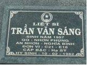 Tìm thân nhân liệt sĩ Trần Văn Sáng