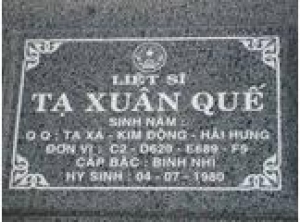 Tìm thân nhân liệt sĩ Tạ Xân Quế