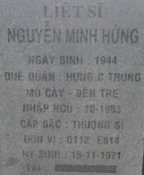 Tìm thân nhân liệt sĩ Nguyễn Minh Hứng
