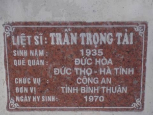 Nhắn tìm thân nhân liệt sỹ  Trần Trọng Tài