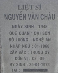 Tìm thân nhân liệt sĩ Nguyễn Văn Châu