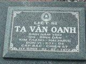 Tìm thân nhân liệt sĩ Tạ Văn Oanh
