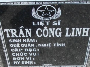 Nhắn tìm thân nhân liệt sỹ  Trần Công Linh
