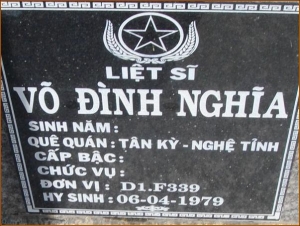 Nhắn tìm thân nhân liệt sỹ  Võ Đình Nghĩa