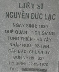 Tìm thân nhân liệt sĩ Nguyễn Đức Lạc