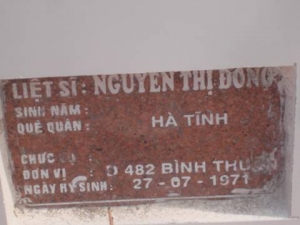 Nhắn tìm thân nhân liệt sỹ  Nguyễn Thị Đong (Đông)