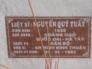 Nhắn tìm thân nhân liệt sỹ  Nguyễn Quý Tuất