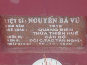 Nhắn tìm thân nhân liệt sỹ  Nguyễn Bá Vũ