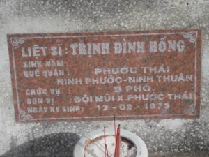 Nhắn tìm thân nhân liệt sỹ Trịnh Đình Hồng